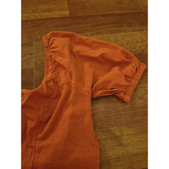 Melrose Market Medium Orange Cropped Peasant Blouse - Picture 4 of 7